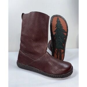 BORN Womens 9.5M Brown Pebbled Leather Boots W6807 Calf High Slouch Comfort Chic